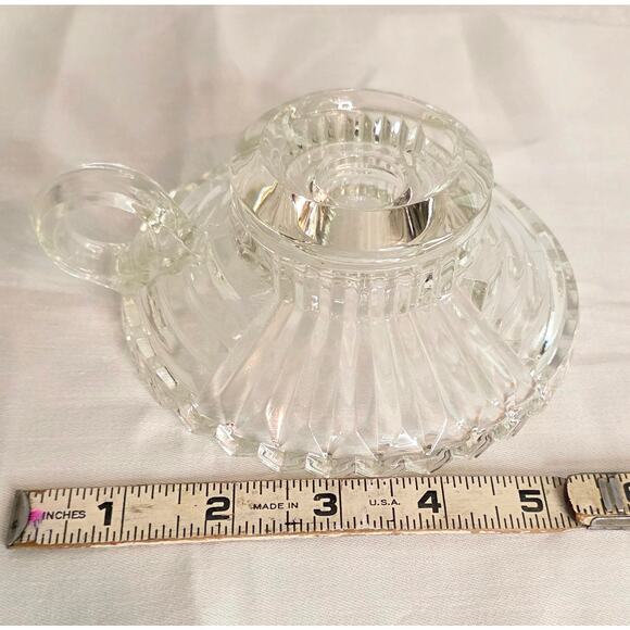 Vintage Depression Glass Finger Loop Taper Candleholder Chamber Stick - Picture 4 of 5